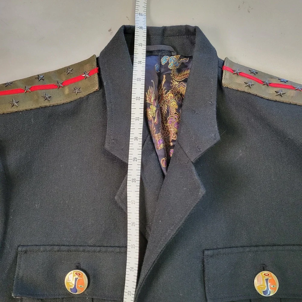 Edward Dada Military Style Jacket Dragon Lining Blazer‎ Coat Large L